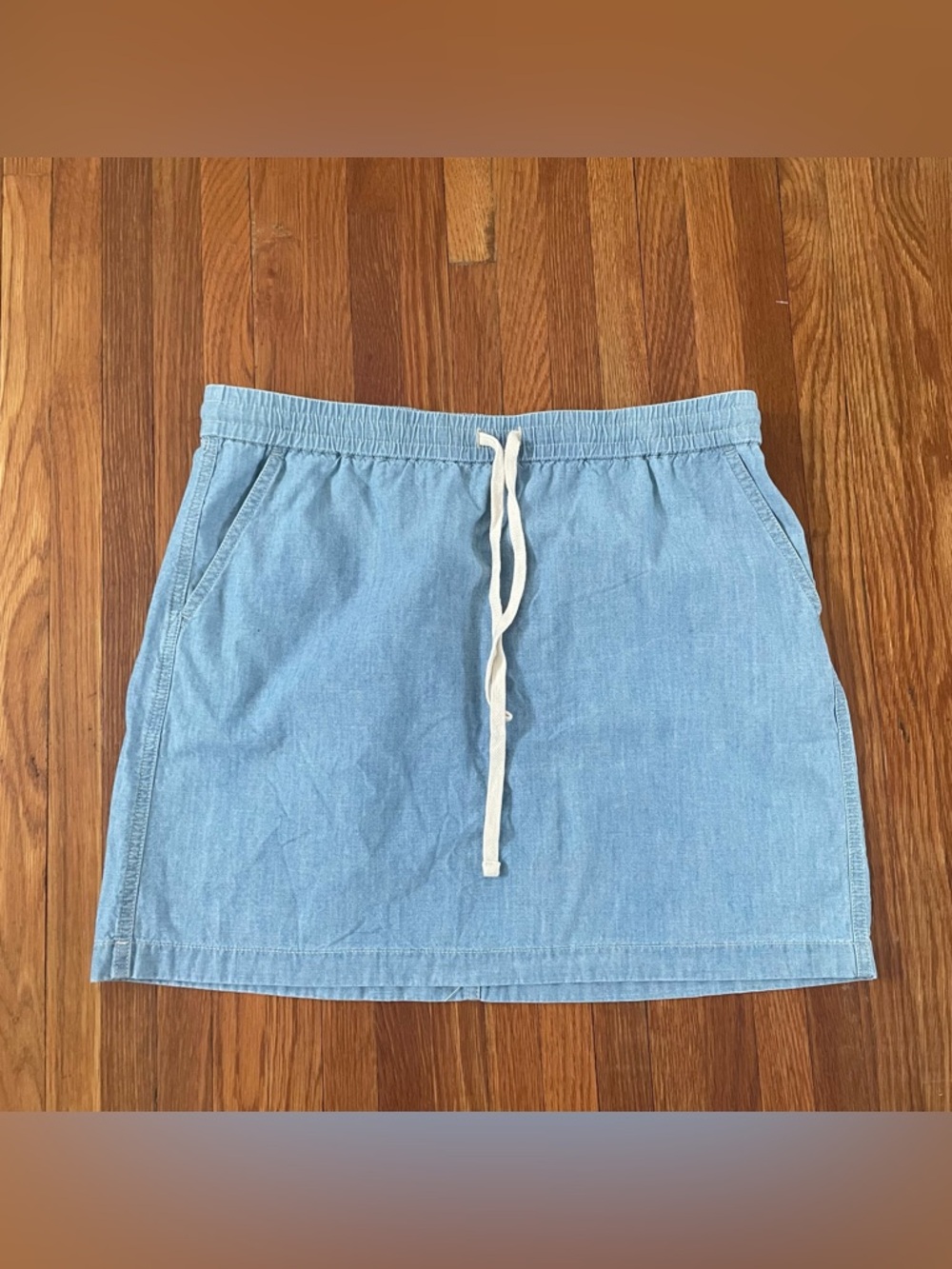 J. Crew Light Blue Denim Drawstring Mini Skirt